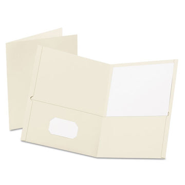 Oxford™ Twin-pocket Folder, Embossed Leather Grain Paper, 0.5" Capacity, 11 X 8.5, White, 25-box freeshipping - TVN Wholesale
